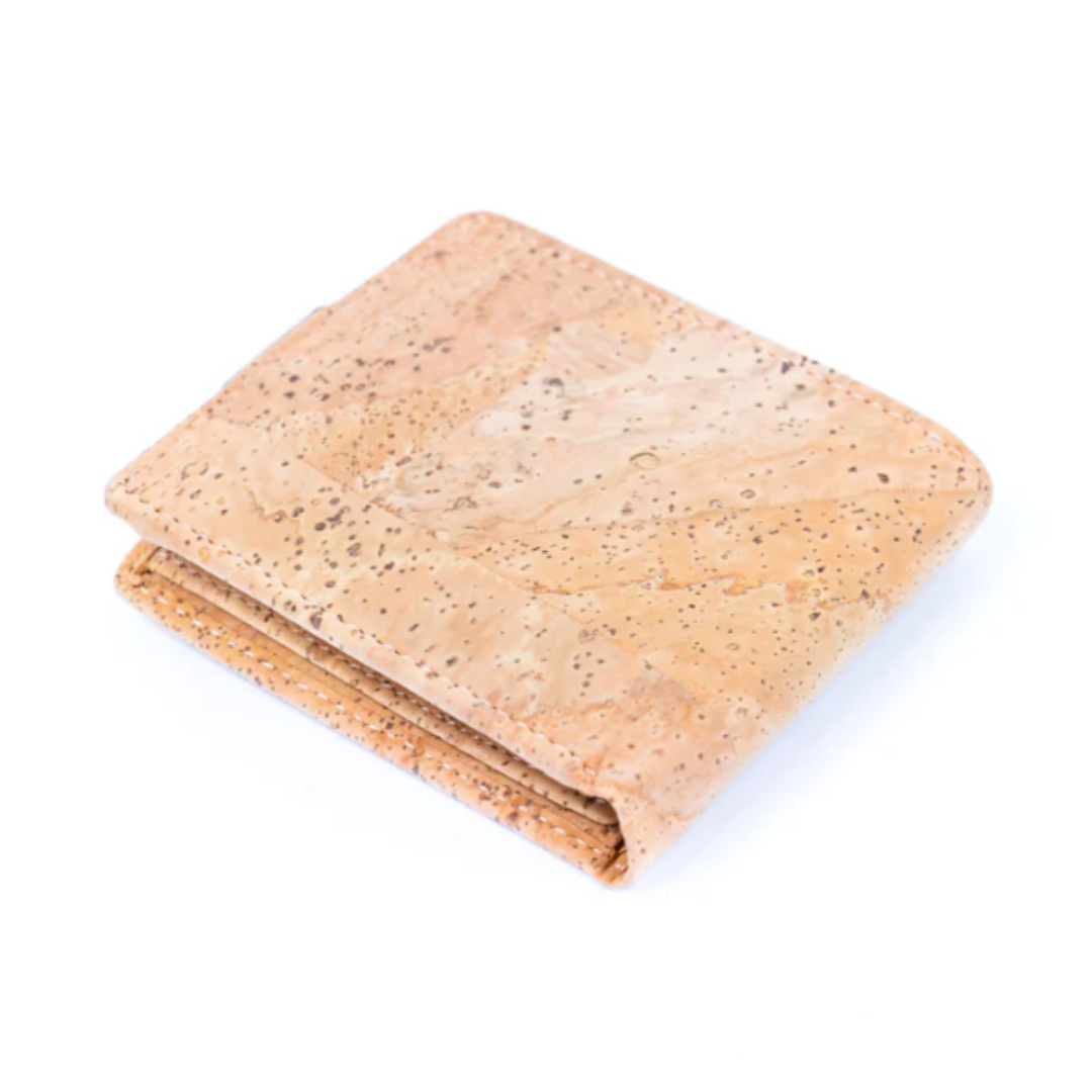 Buttoned Cork Wallet- Natural