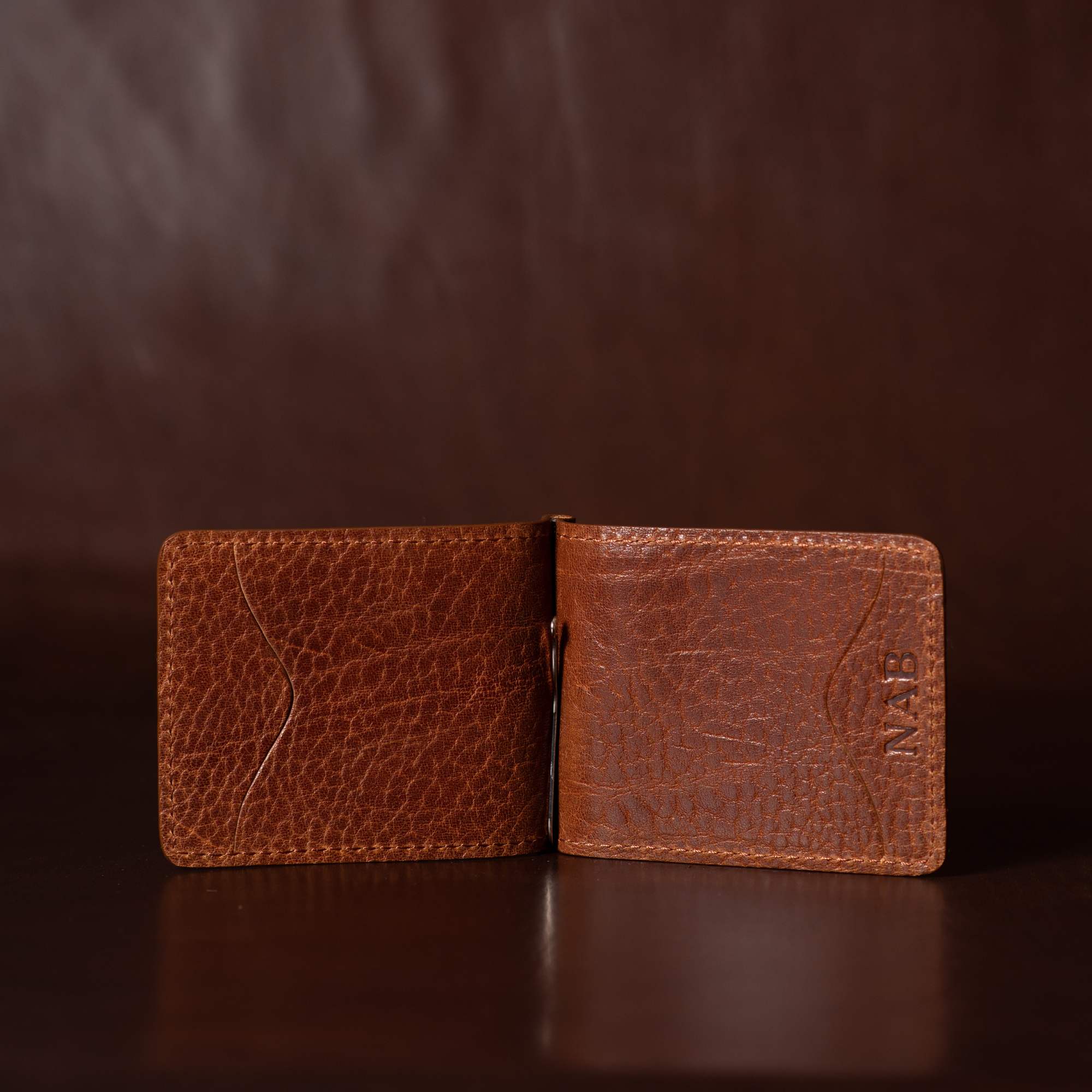 The Pinnacle Wallet - Brown Slim Money Clip Pebble Grain Leather Wallet