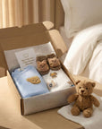 The Cozy Blue Boucle Baby Bear & Charming Bear Personalised Gift Box
