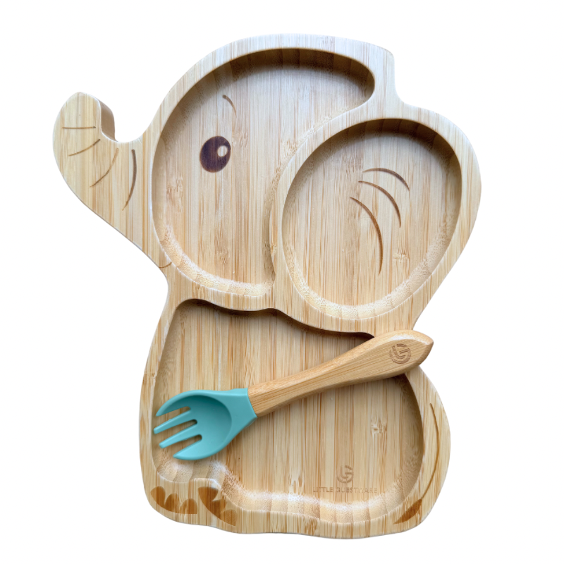 Bamboo Plate &amp; Fork - Elephant