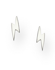 Lightening Bolt Silver Stacker Stud Earrings