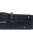 Black Double Hole Full Grain Leather Belt
