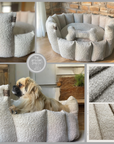 Luxury Bouclé Dog Bed with Removable Cushion – Handmade in Devon