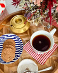 Herringbone Pattern Round Wooden Serving Tray