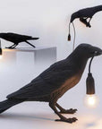 NNEDSZ Black Bird Standing Shape Nordic Resin Bird Wall Lamp - Creative Animal Bedside Decorative USB Night Light, Stylish Bird Perched Lamp for Bedroom and Living Room-2