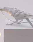 NNEDSZ White Bird Sitting Shape Nordic Resin Bird Wall Lamp - Creative Animal Bedside Decorative USB Night Light, Stylish Bird Perched Lamp for Bedroom and Living Room-0