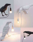 NNEDSZ White Bird Sitting Shape Nordic Resin Bird Wall Lamp - Creative Animal Bedside Decorative USB Night Light, Stylish Bird Perched Lamp for Bedroom and Living Room-1