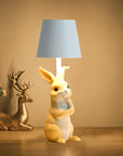NNEDSZ Yellow Bunny White Lampshade Adorable Rabbit Resin Table Lamp - 3-Color LED, USB Rechargeable, Touch Dimming-0