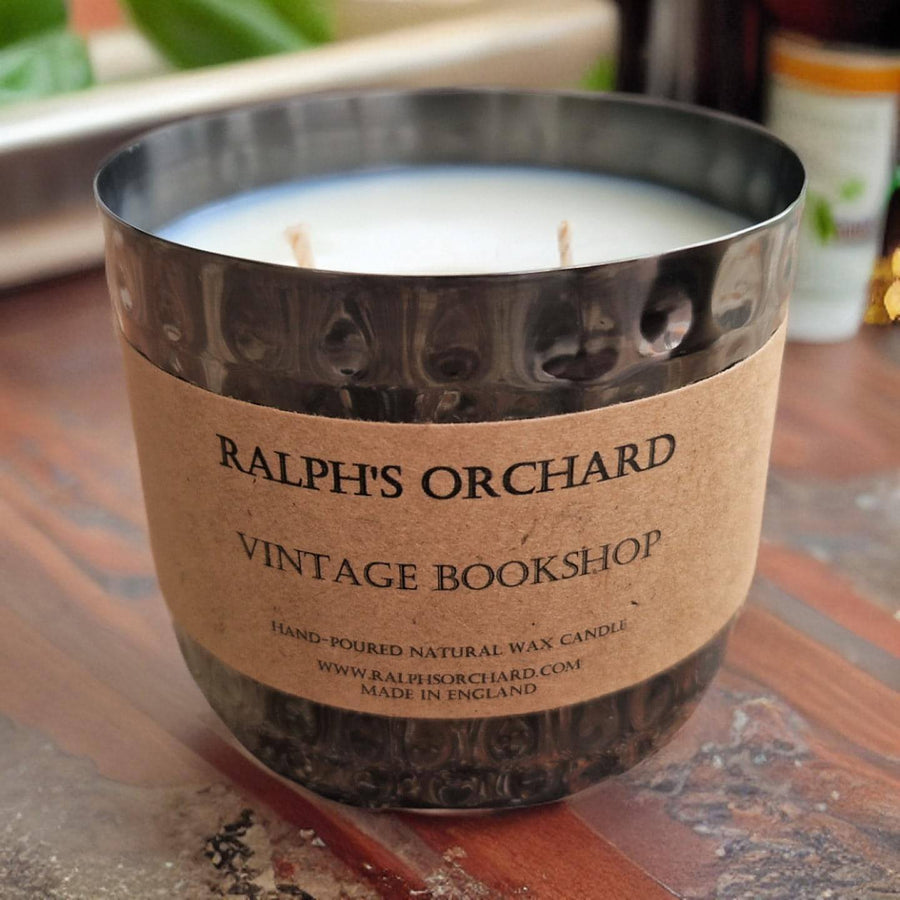 Premium 2-wick dimpled black candle, hand-poured in England, luxury eco-friendly soy wax, elegant home decor, best-selling classic candle by Ralph's Orchard at brixbailey.com