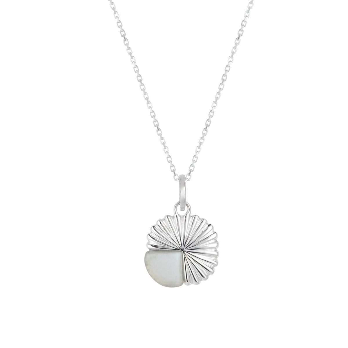 Silver Eclipse Deco Moonstone Necklace