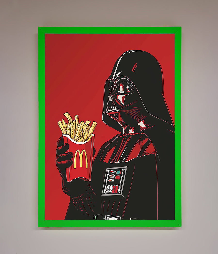 Vader French fries framed poster, premium Star Wars wall art, stylish home decor, trending pop culture print by Zestio at brixbailey.com