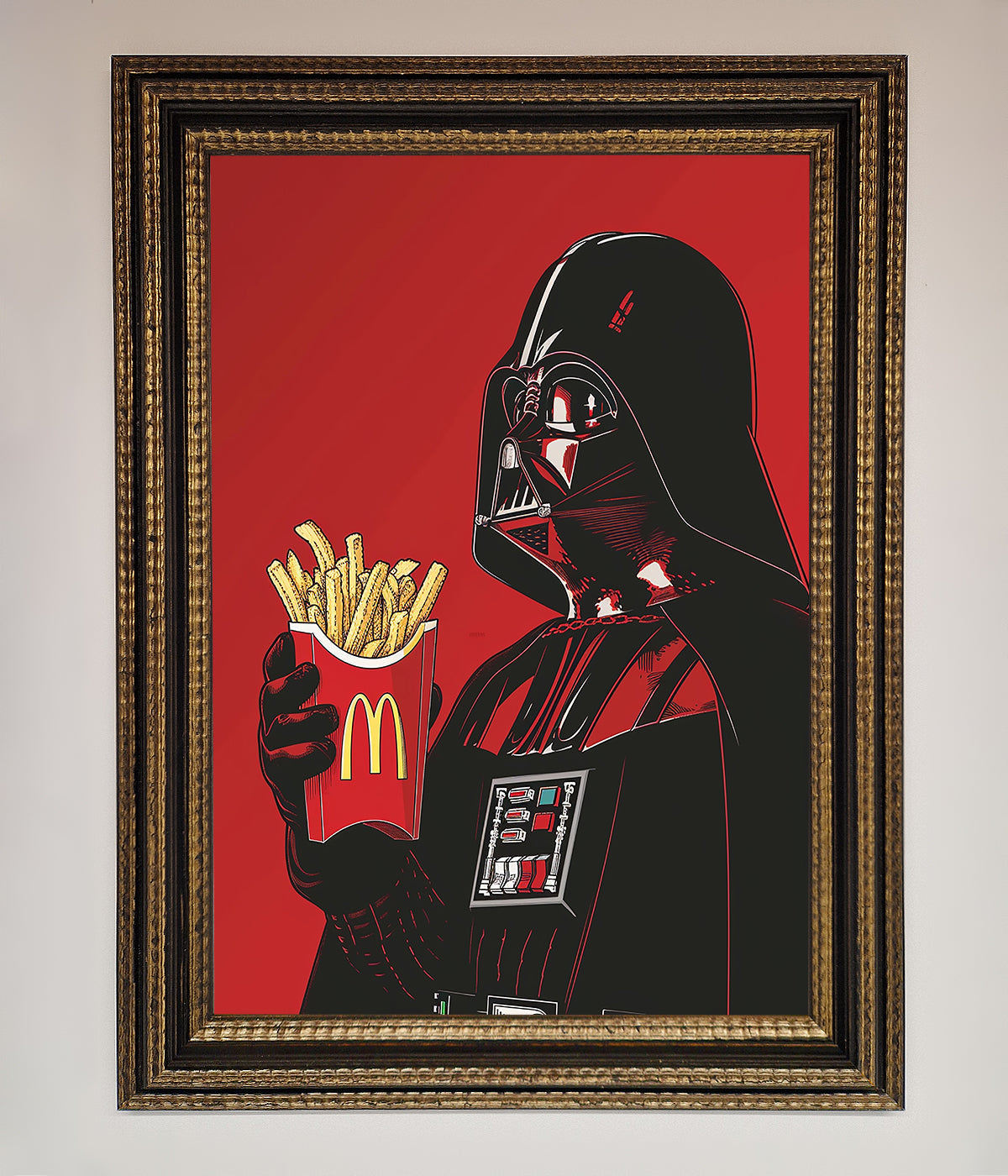 Premium Vader French Fries Framed Poster, stylish Star Wars wall art, trending home decor by Zestio at brixbailey.com