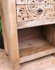Vansura Carved Bedside Table 2 Drawer