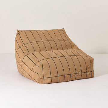 Nobodinoz Vibes armchair beanbag, premium lightweight cotton cover, stylish brown black grid pattern, cozy and trendy lounge chair by Ella James at brixbailey.com