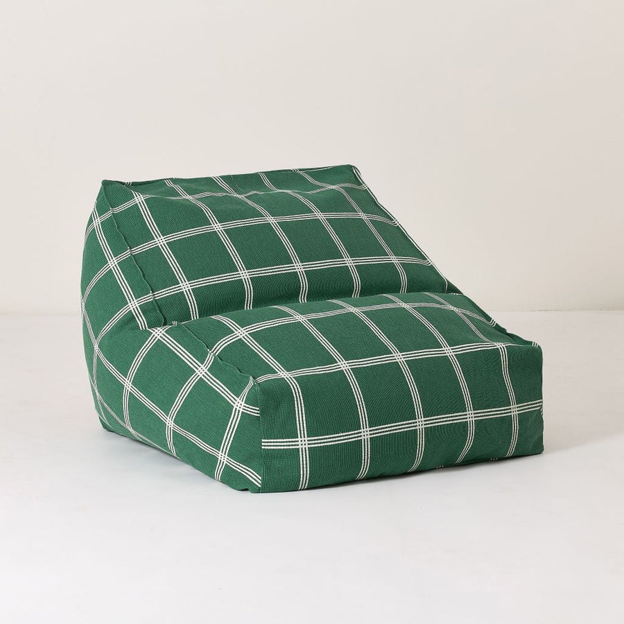 Vibes Armchair Beanbag Green White Windowpane
