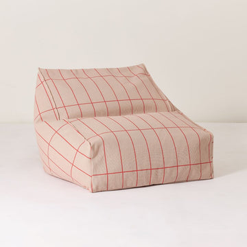 Premium Vibes Armchair Beanbag, Pink Red Grid Pattern, Stylish Lightweight Lounge Chair, Soft Cotton Cover, Trendy Home Decor by Ella James at brixbailey.com
