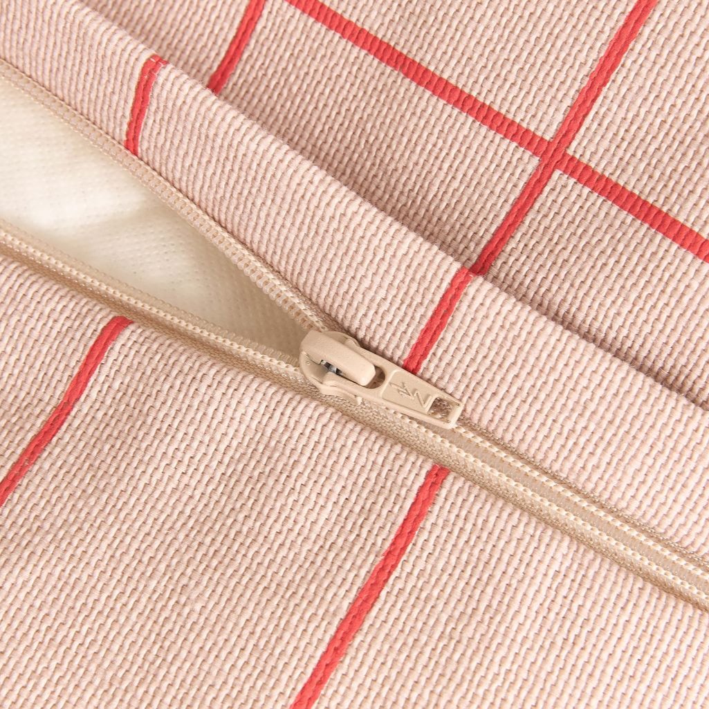 Luxury Vibes armchair beanbag, soft cotton cover with stylish pink red grid pattern, lightweight and comfortable by Ella James at brixbailey.com