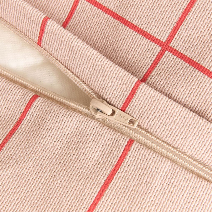 Luxury Vibes armchair beanbag, soft cotton cover with stylish pink red grid pattern, lightweight and comfortable by Ella James at brixbailey.com