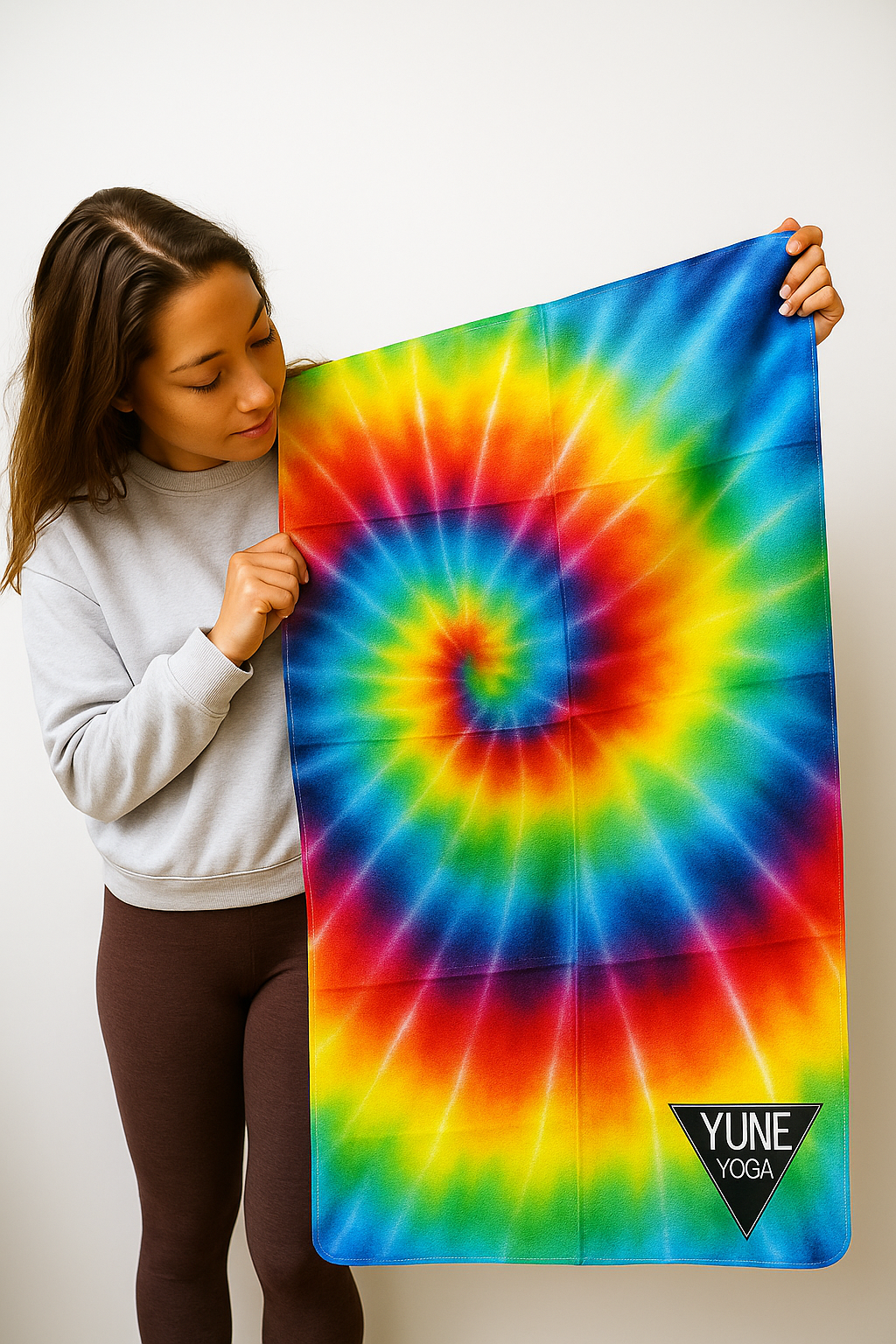 Rainbow Tie Dye Foldable Travel Yoga Mat – 2mm Lightweight Natural Rubber, Non-Slip, Eco-Friendly Mat for On-the-Go Practice | Yune Yoga-0