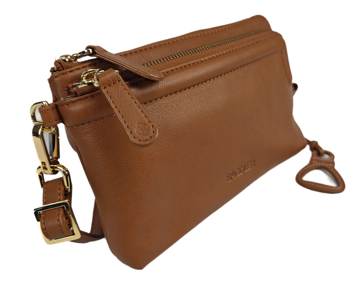 Heather Leather Clutch &amp; Crossbody Bag - Handmade by Saddler  – Versatile &amp; Compact