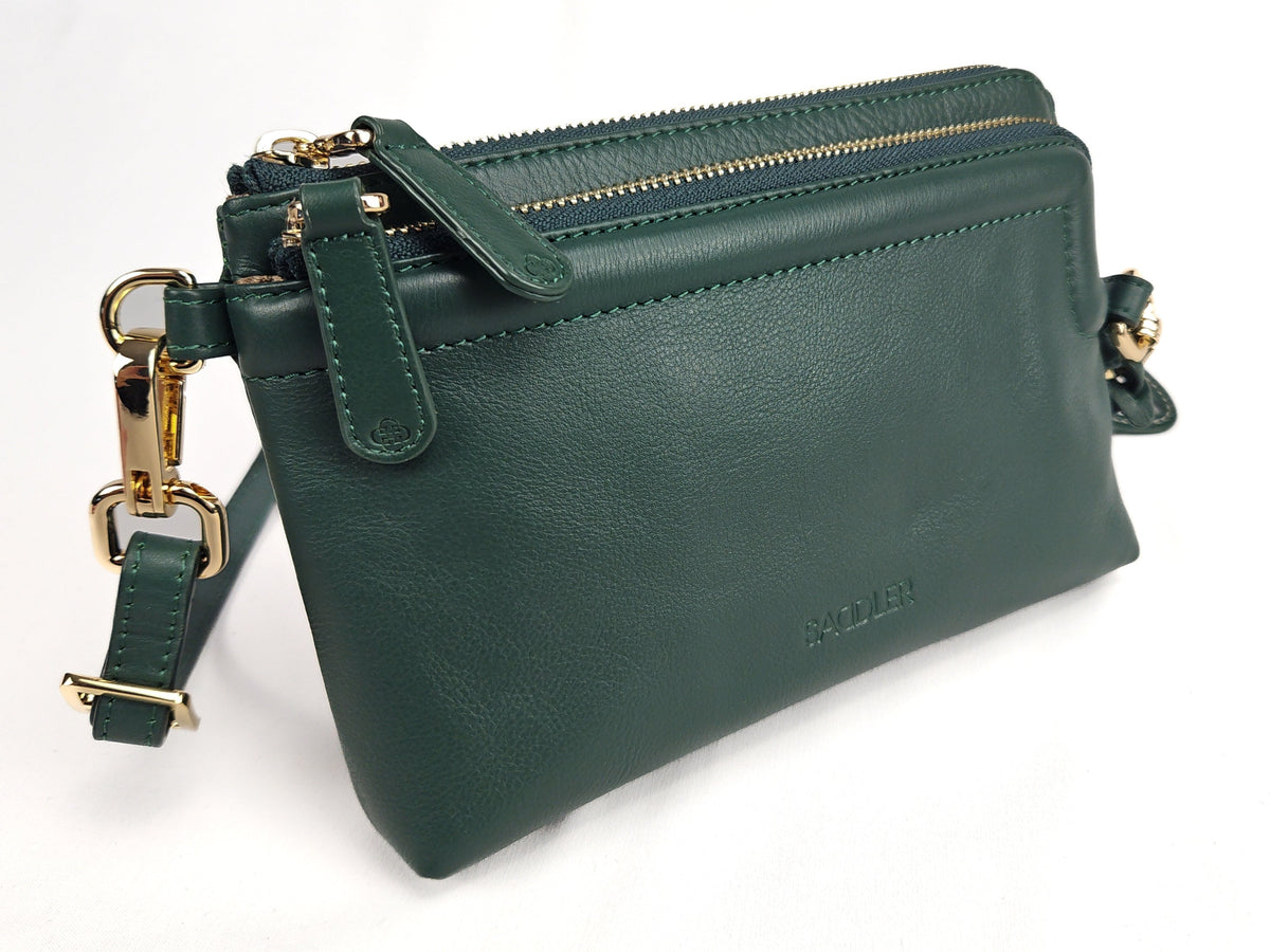 Heather Leather Clutch &amp; Crossbody Bag - Handmade by Saddler  – Versatile &amp; Compact