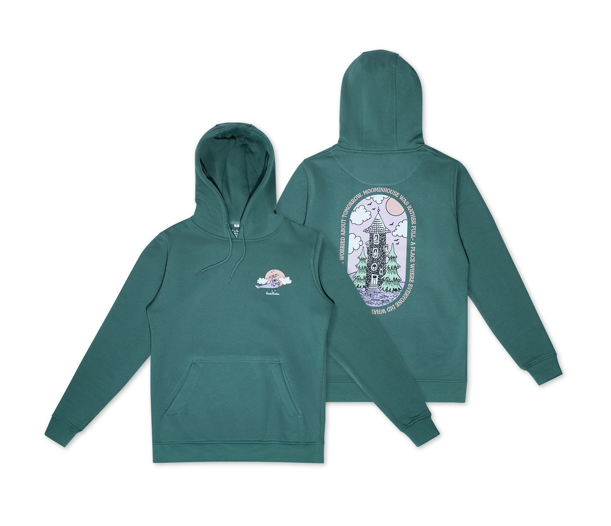 Organic Premium Green Hoodie with Moominhouse Print