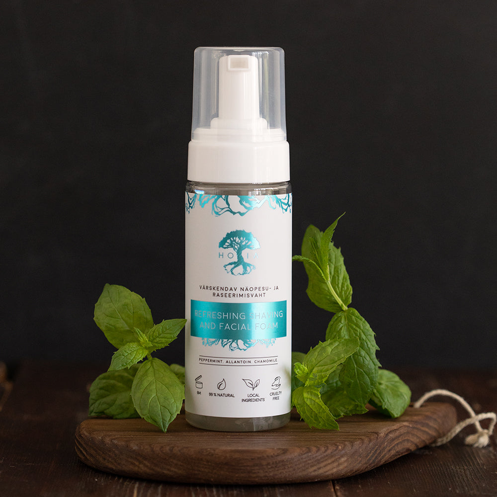 Organic Peppermint & Chamomile Face Wash/Shaving Foam – Soothing & Refreshing by HOIA at www.brixbailey.com