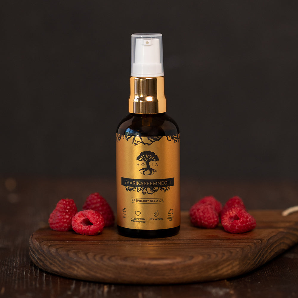 Cold-Pressed Raspberry Seed Oil - Rich in Antioxidants & Vitamins, SPF 28-50, for All Skin Types by HOIA at www.brixbailey.com