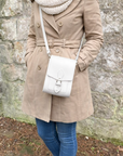 Handmade Leather Festival Phone Bag - White