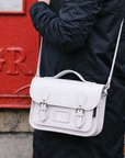 Leather Midi Satchel - White