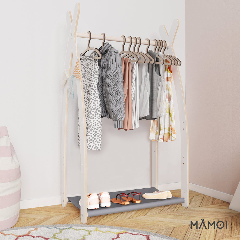 MAMOI® Kleiderstange Baby Kinderzimmer | Kinderkleiderstange 53x95x32cm | Kinder Kleiderständer Baby | Garderobenständer | Baby Garderobe | Kindergarderobe | 100% ECO | Made in EU-3