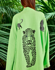 WILD LEOPARD Organic Cotton Kimono in Lime