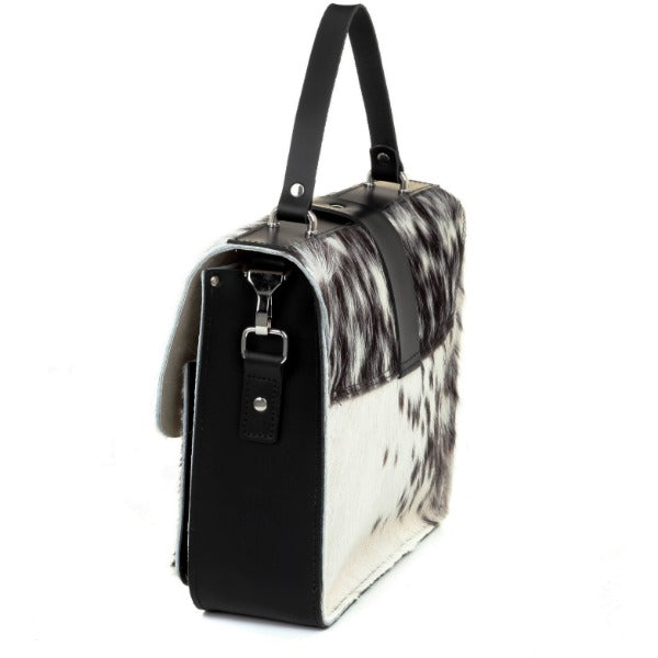 NEW Ivory Calf Hair Leather Top Handle Bag