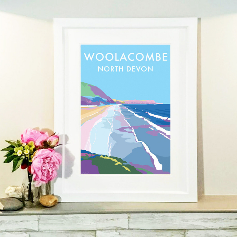 Woolacombe Vintage Seaside Travel Poster Print