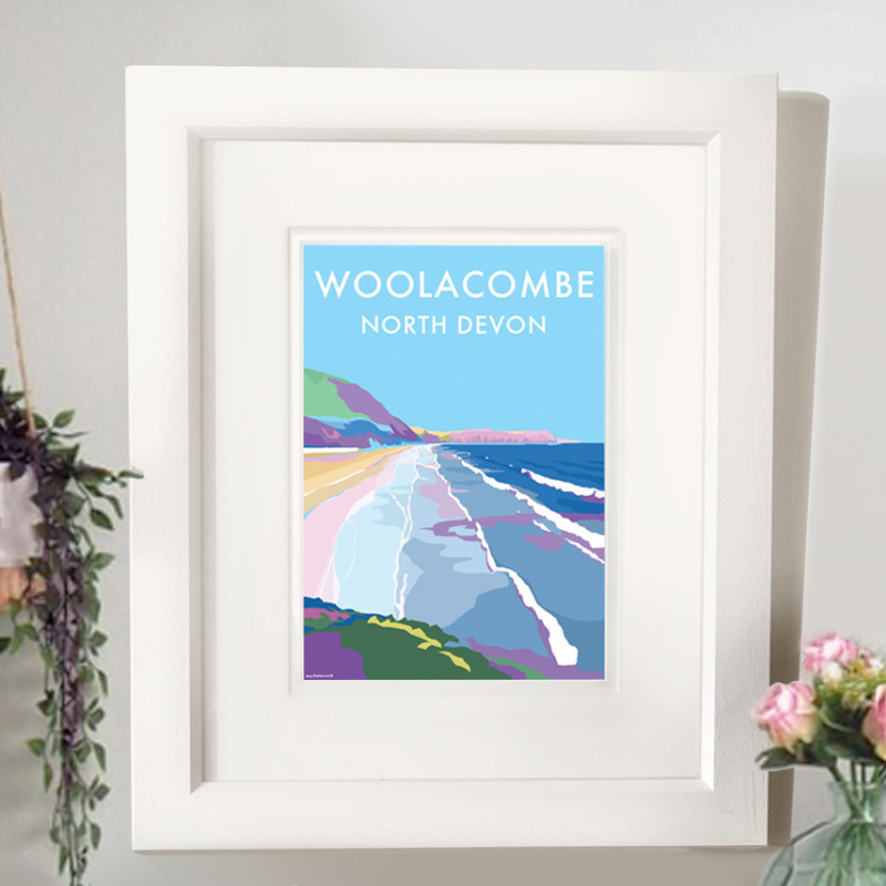 Woolacombe Vintage Seaside Travel Poster Print