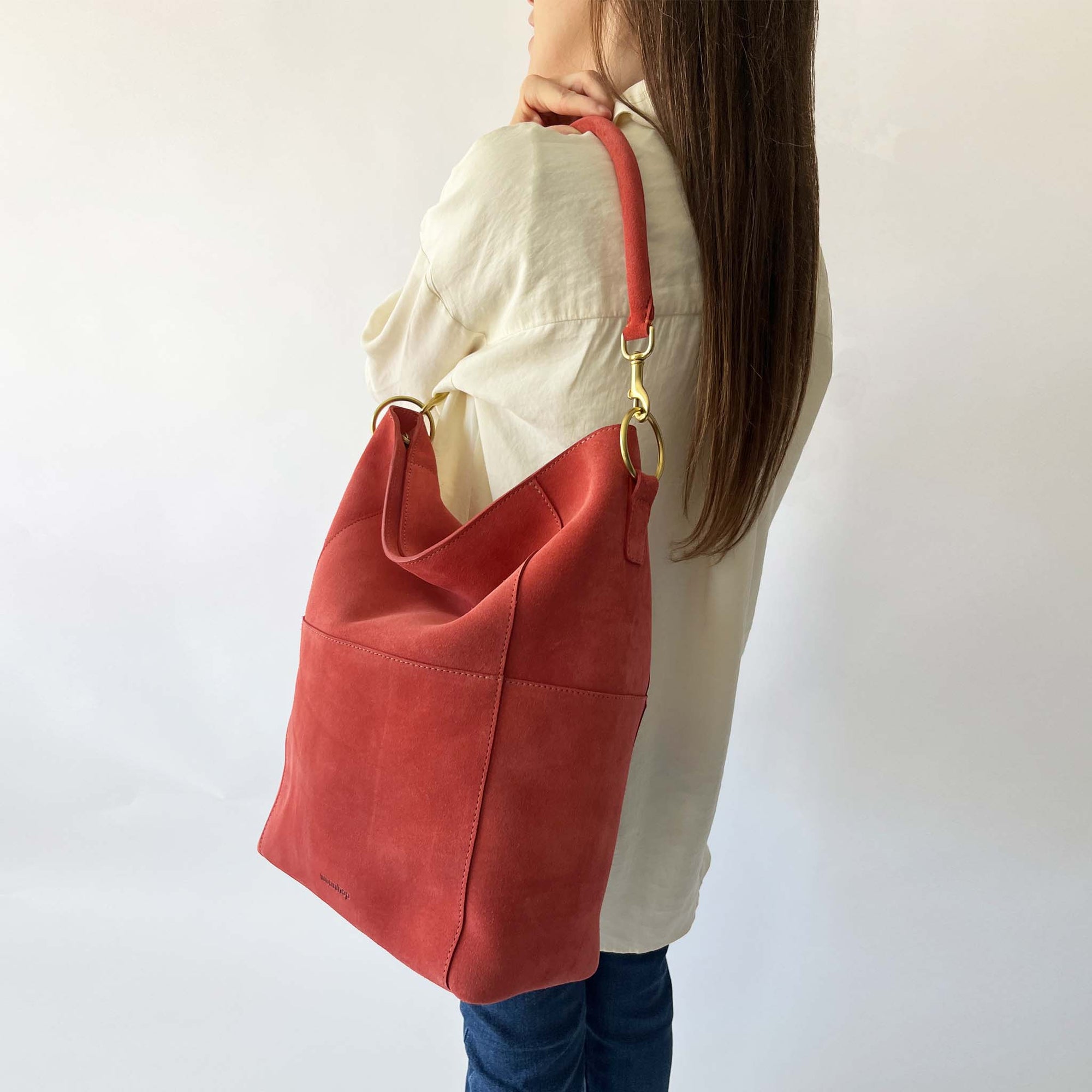 Meletti Bag in Coral Suede