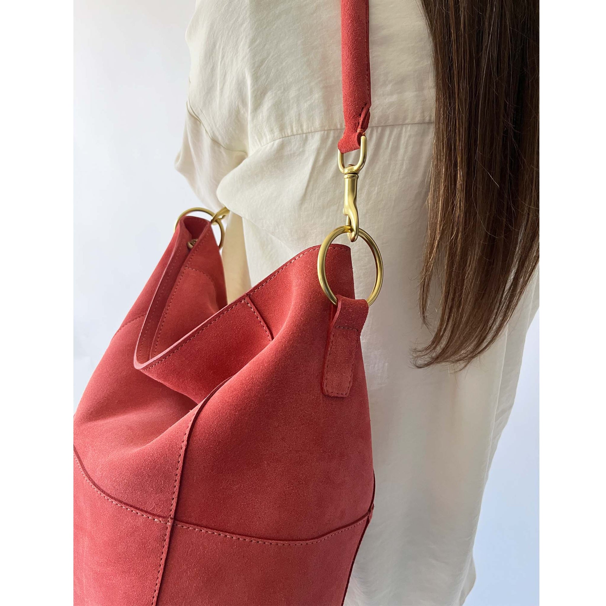 Meletti Bag in Coral Suede