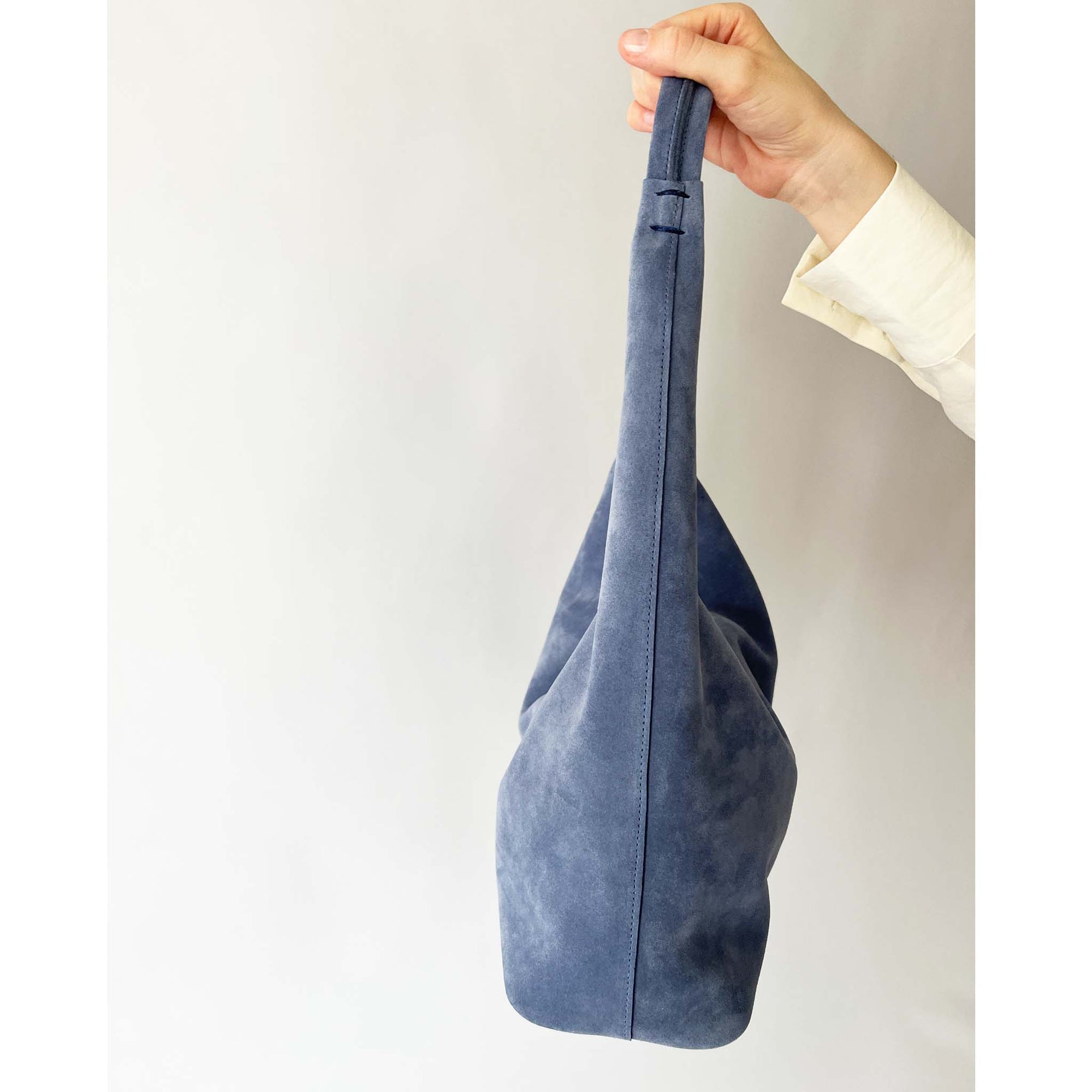 Riviera Shoulder Hobo in Powder Blue Suede