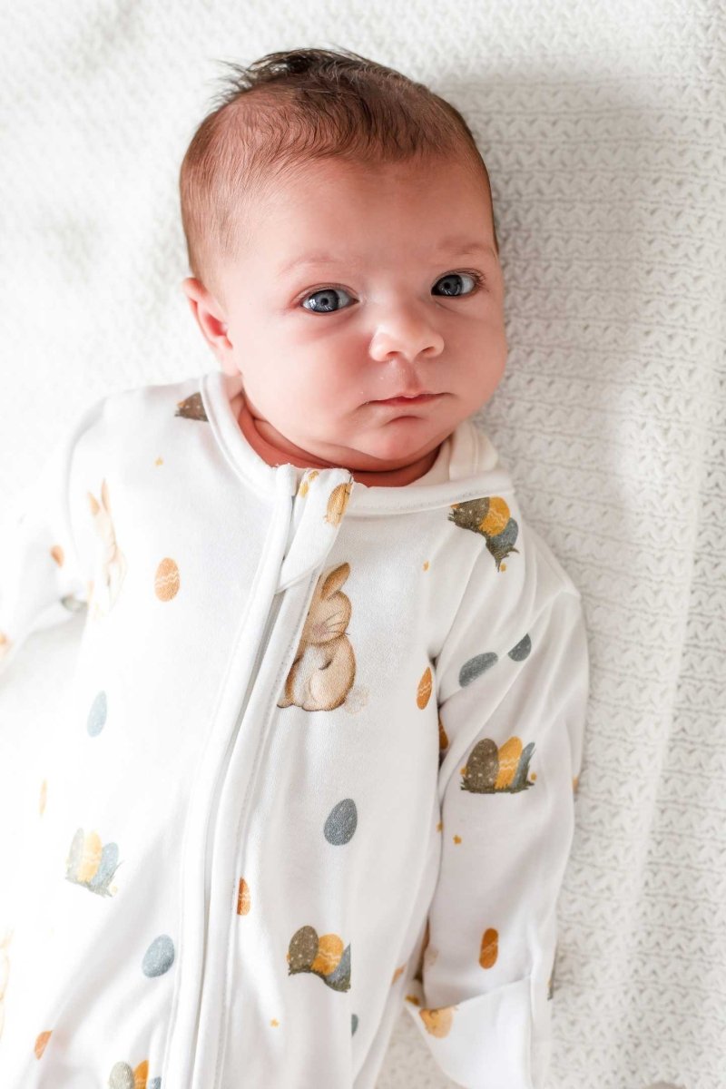 Cozy Easter Bunny Bamboo &amp; Organic Cotton Zip Sleepsuit One Piece