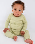 Green Ribbed Bamboo Two-Piece Set Long Sleeve Pyjamas