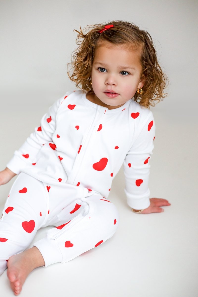 Love Heart Bamboo &amp; Organic Cotton Zip Sleepsuit One Piece