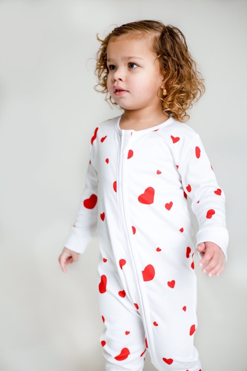 Love Heart Bamboo &amp; Organic Cotton Zip Sleepsuit One Piece