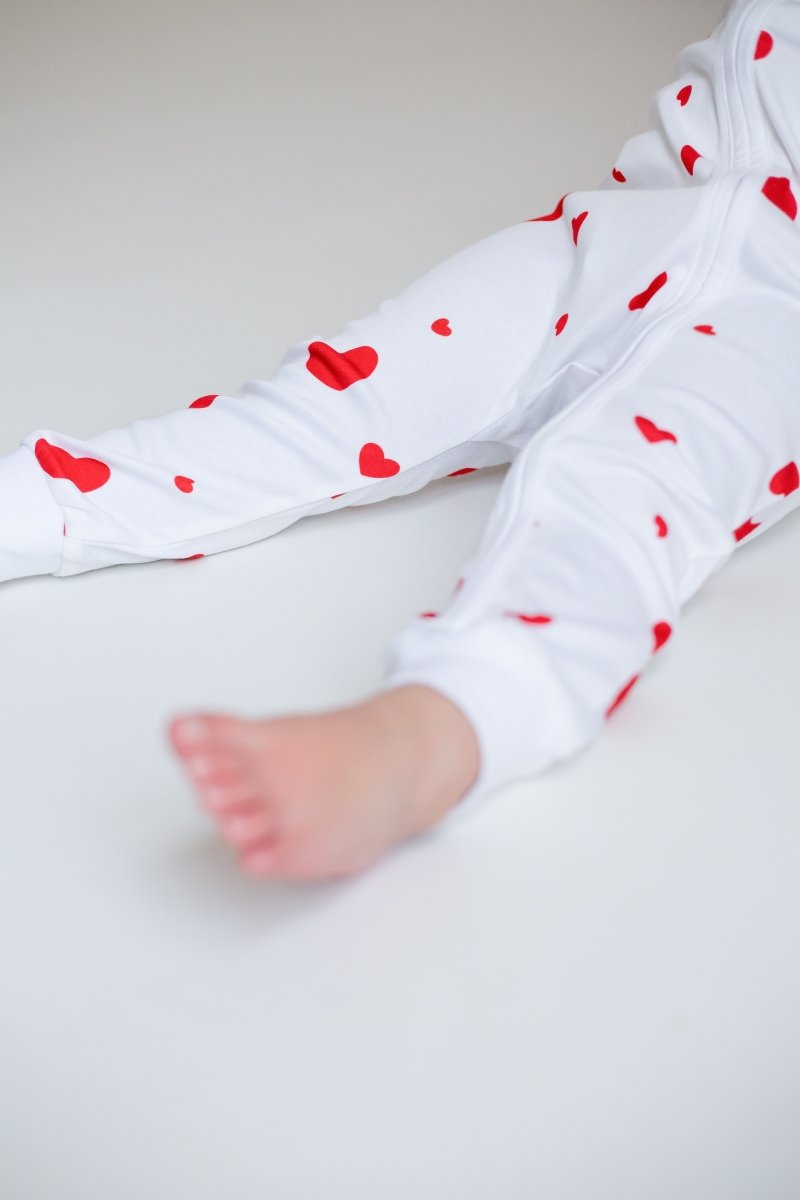 Love Heart Bamboo &amp; Organic Cotton Zip Sleepsuit One Piece