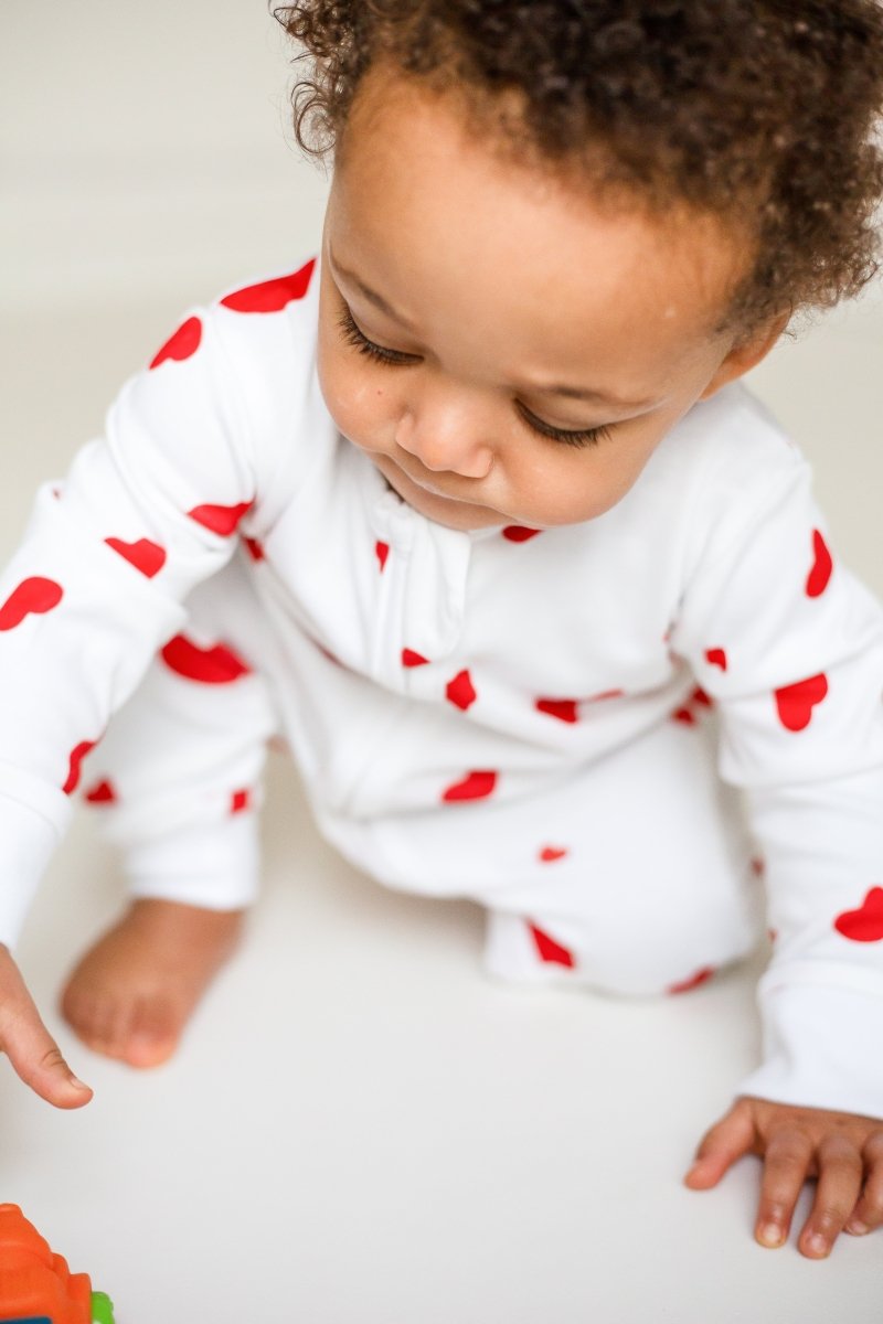 Love Heart Bamboo &amp; Organic Cotton Zip Sleepsuit One Piece