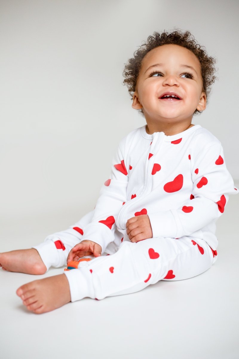 Love Heart Bamboo &amp; Organic Cotton Zip Sleepsuit One Piece