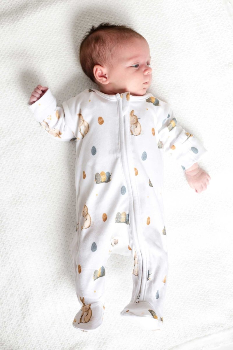 Cozy Easter Bunny Bamboo &amp; Organic Cotton Zip Sleepsuit One Piece