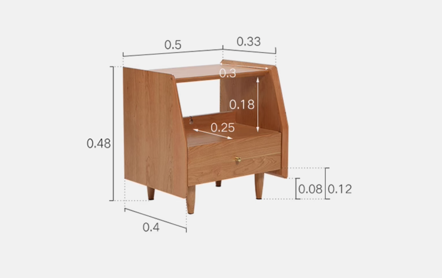 Devin Bedside Table, Solid Wood