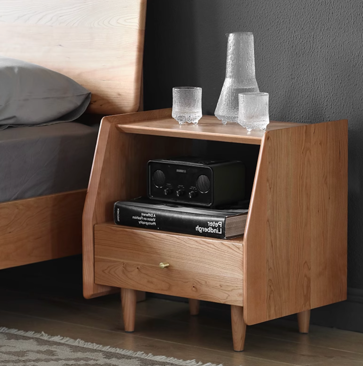 Devin Bedside Table, Solid Wood