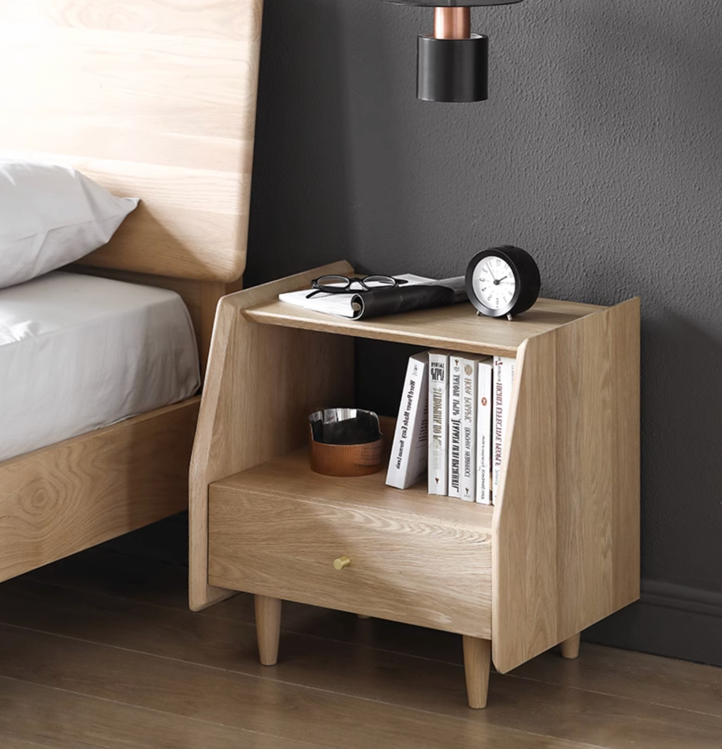 Devin Bedside Table, Solid Wood