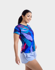 Aixo Abstract Womens Top Multicolour Dark